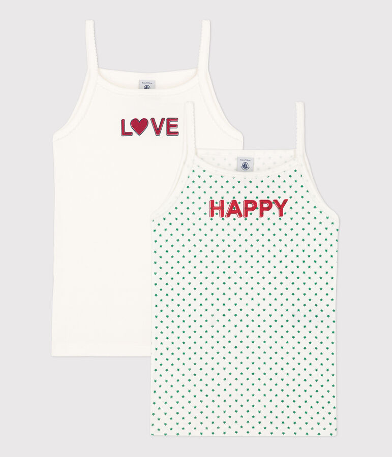 Juego de 2 camisetas de algod&oacute;n de tirantes para ni&ntilde;a variante 1