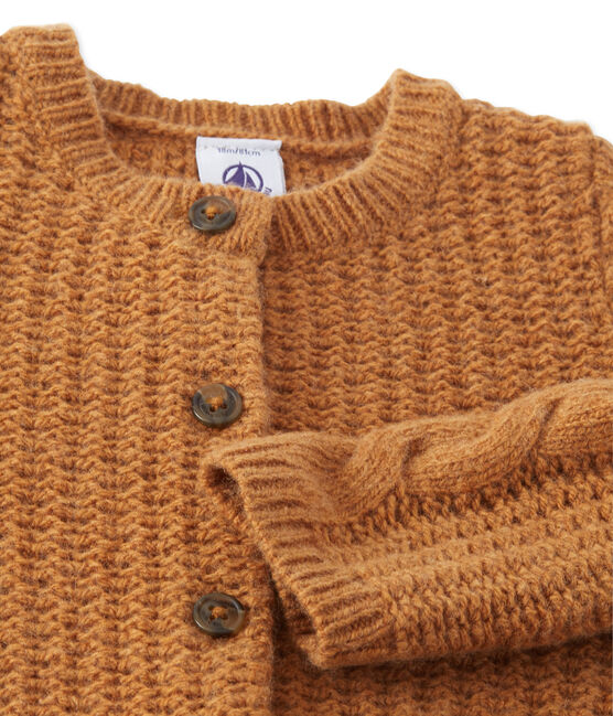 Cardigan para bebé niña en lana marron CUIVRE