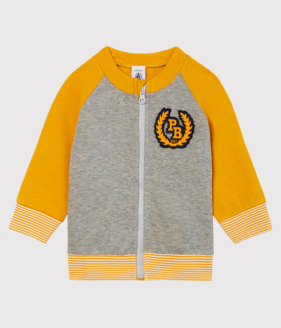 Cárdigan de tela túbica con cremallera para bebé niño gris SUBWAY/amarillo BOUDOR