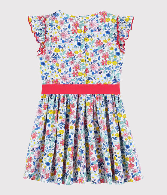 Vestido de manga corta de popelina de niña blanco MARSHMALLOW/blanco MULTICO