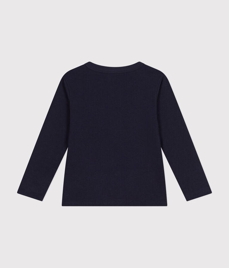 Camiseta de manga larga de punto fino para ni&ntilde;o azul