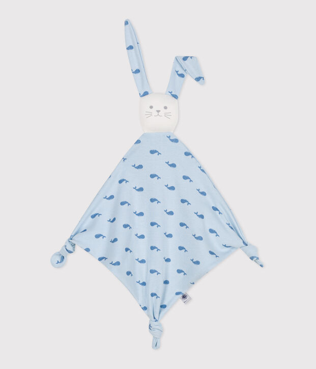 Doudou de algod&oacute;n estampado para beb&eacute; azul/azul