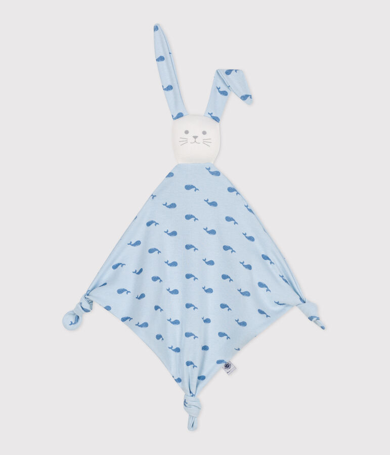 Doudou de algod&oacute;n estampado para beb&eacute; azul/azul