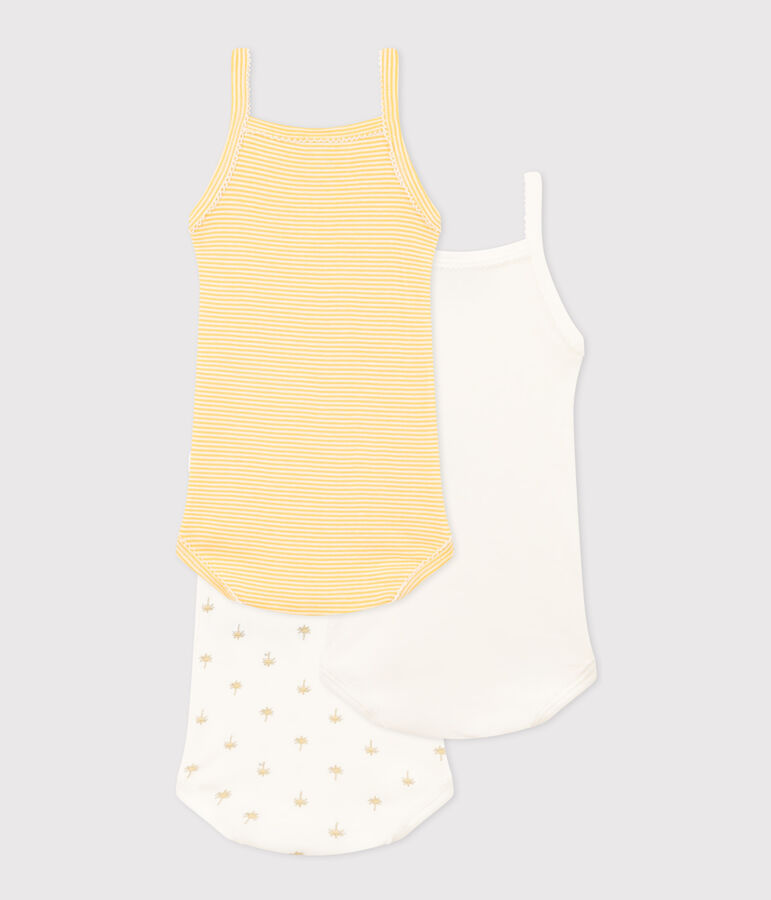 Juego de 3 bodis de tirantes de algod&oacute;n con palmeras multicolor