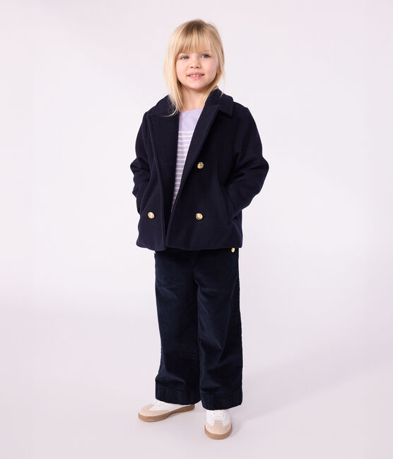 Gabán infantil liso de paño de lana azul SMOKING