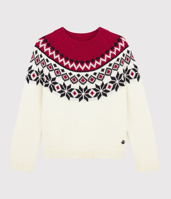 Jersey de lana y algodón para niño blanco MARSHMALLOW/blanco MULTICO
