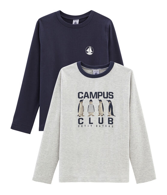 Juego de 2 camisetas de niño: serigrafiada + lisa variante 1