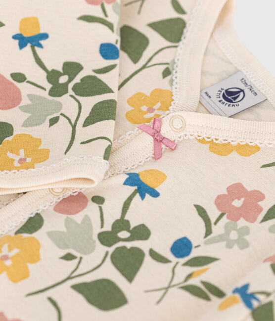 Pijama sin pies de algodón con estampado de un motivo de flores para bebé blanco AVALANCHE/ MULTICO