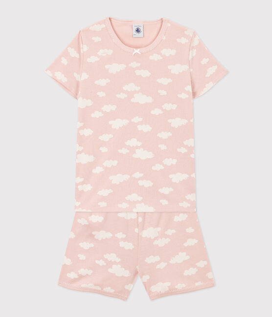 Pijama corto de algodón con nubes para niña SALINE/ MARSHMALLOW