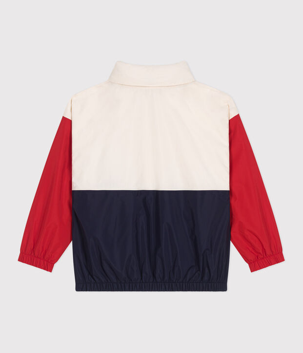 Cortavientos infantil con capucha plegable crudo/multicolor