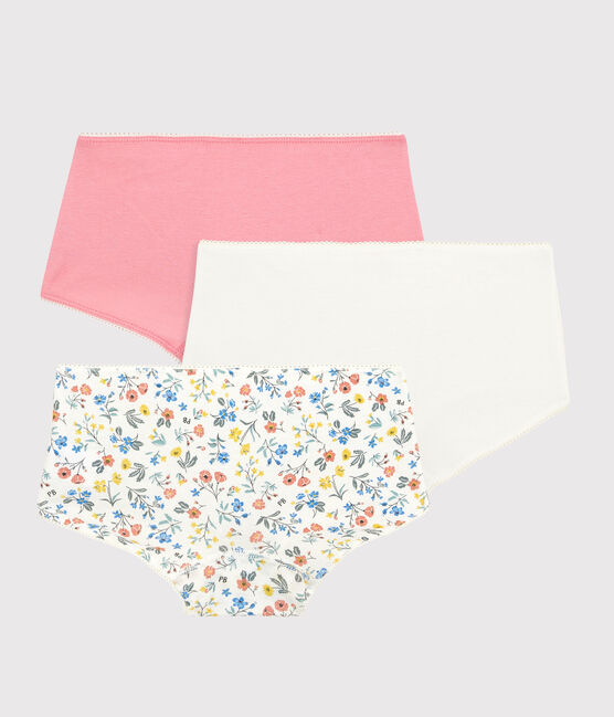 Juego de 3 «culottes» de flores «retro» de algodón de niña variante 1