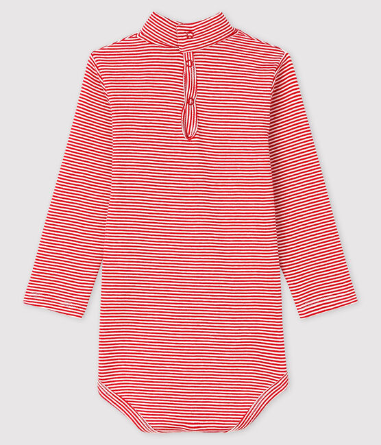 Bodi de manga larga con cuello de tortuga para bebé rojo TERKUIT/blanco MARSHMALLOW