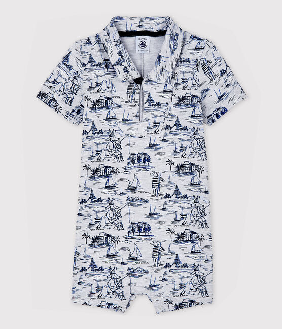 Mono corto de muletón estampado para bebé niño gris POUSSIERE/azul SMOKING