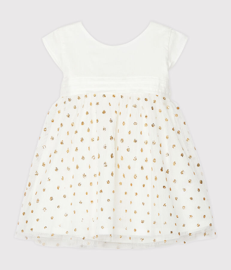 Vestido para beb&eacute; ni&ntilde;a blanco/amarillo