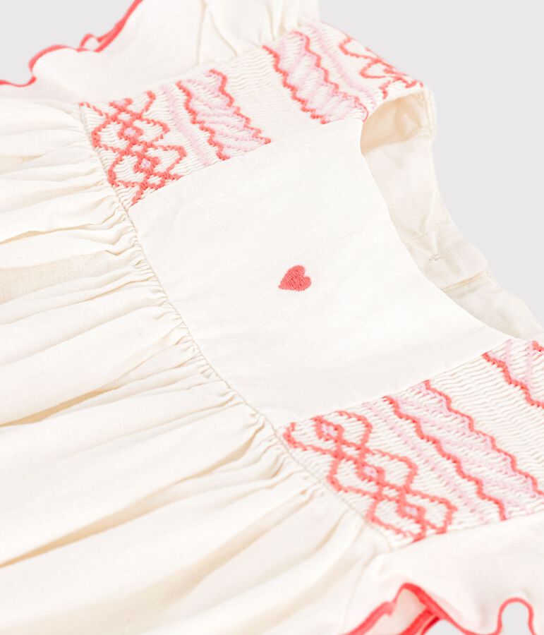 Vestido infantil de algod&oacute;n de manga corta blanco