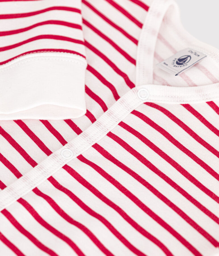 Pijama de algod&oacute;n sin pies para beb&eacute; blanco/rojo