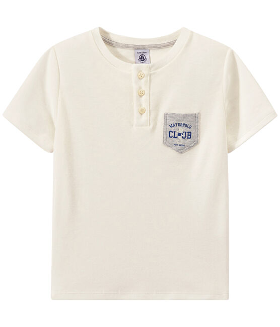 Camiseta de niño con cuello tunecino blanco MARSHMALLOW