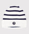 Gorro infantil de punto tricotado a rayas con forro polar azul MARSHMALLOW/ SOIR