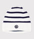 Gorro infantil de punto tricotado a rayas con forro polar