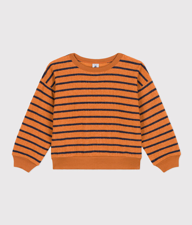 Sudadera de rizo de ni&ntilde;a/ni&ntilde;o marron/azul