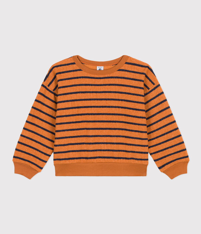 Sudadera de rizo de ni&ntilde;a/ni&ntilde;o marron/azul