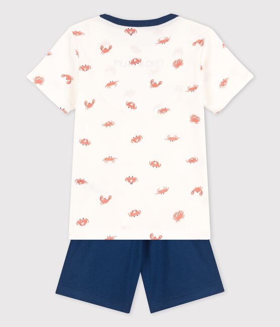 Pijama corto con cangrejos de algodón de niño blanco MARSHMALLOW/blanco MULTICO