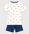 Pijama corto con cangrejos de algodón de niño blanco MARSHMALLOW/blanco MULTICO