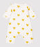 Mono largo de corazones amarillos de bebé niña de algodón orgánico blanco MARSHMALLOW/amarillo OCRE