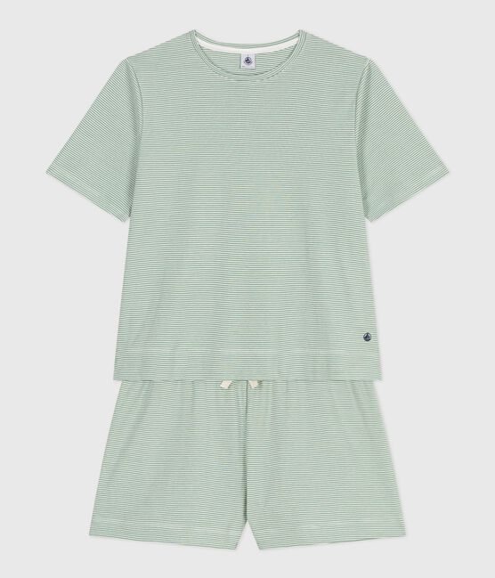 Pijama corto de algodón a rayas para mujer SAULE/ MARSHMALLOW