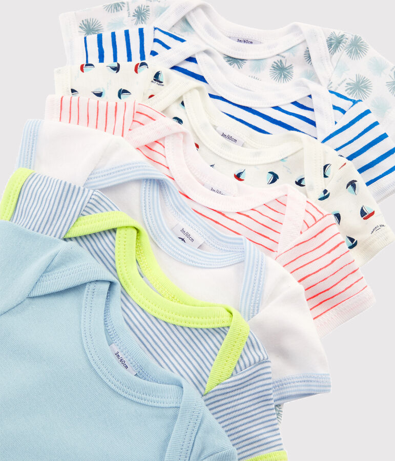 Bolsita sorpresa de 7 bodis de manga corta para beb&eacute; ni&ntilde;o multicolor