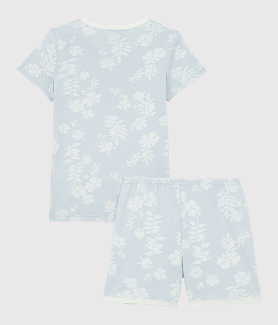 Pijama hawaiano azul de algodón de niña PLEINAIR/ MARSHMALLOW