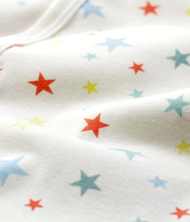 Mono corto con estrellas multicolores de algod&oacute;n ecol&oacute;gico blanco/multicolor