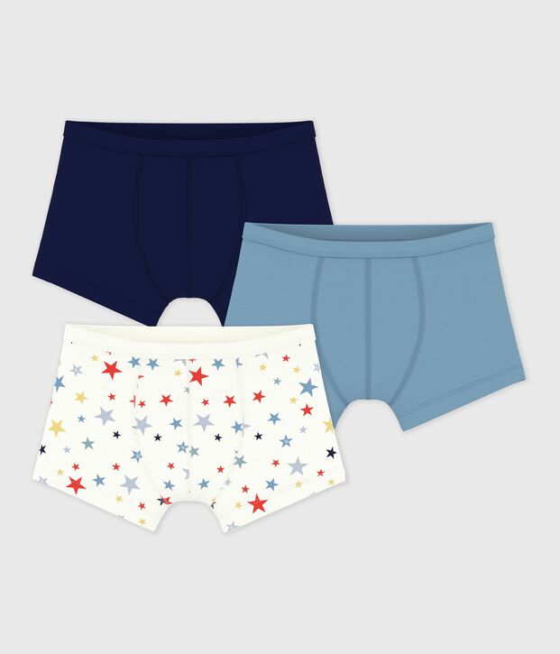 Juego de b&oacute;xeres infantiles de algod&oacute;n con ribete en la cintura y estampado de estrellas multicolor