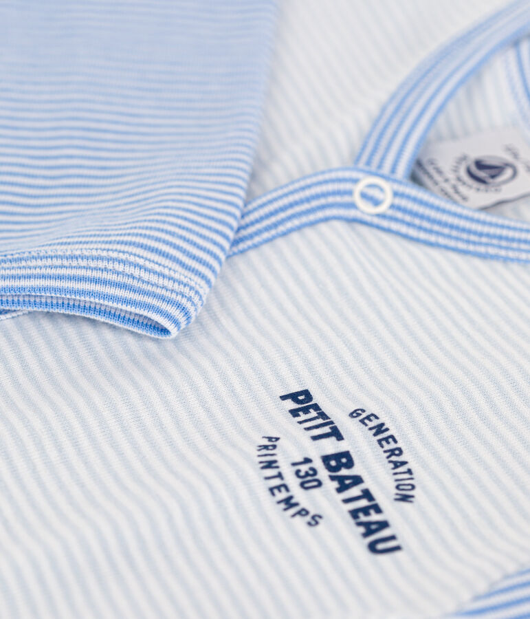 Pelele de algod&oacute;n milrayas azul PERSE/blanco MARSHMALLOW