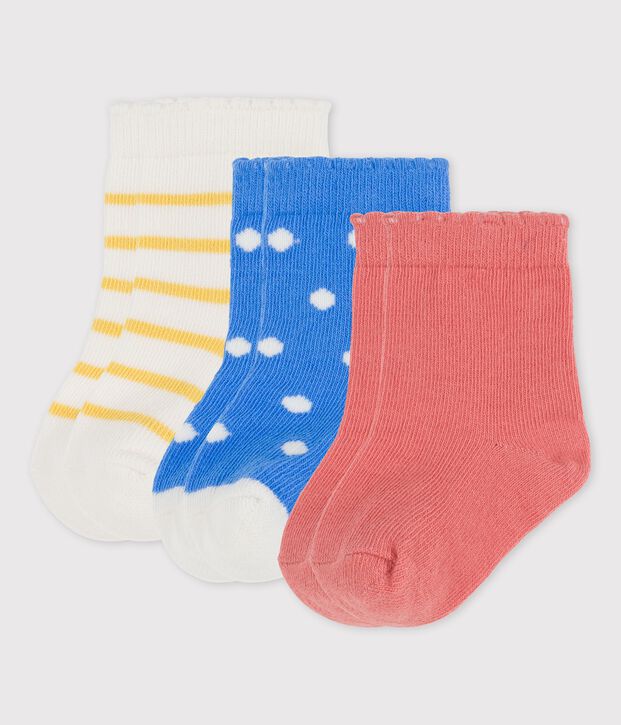 Juego de 3 pares de calcetines para beb&eacute; multicolor
