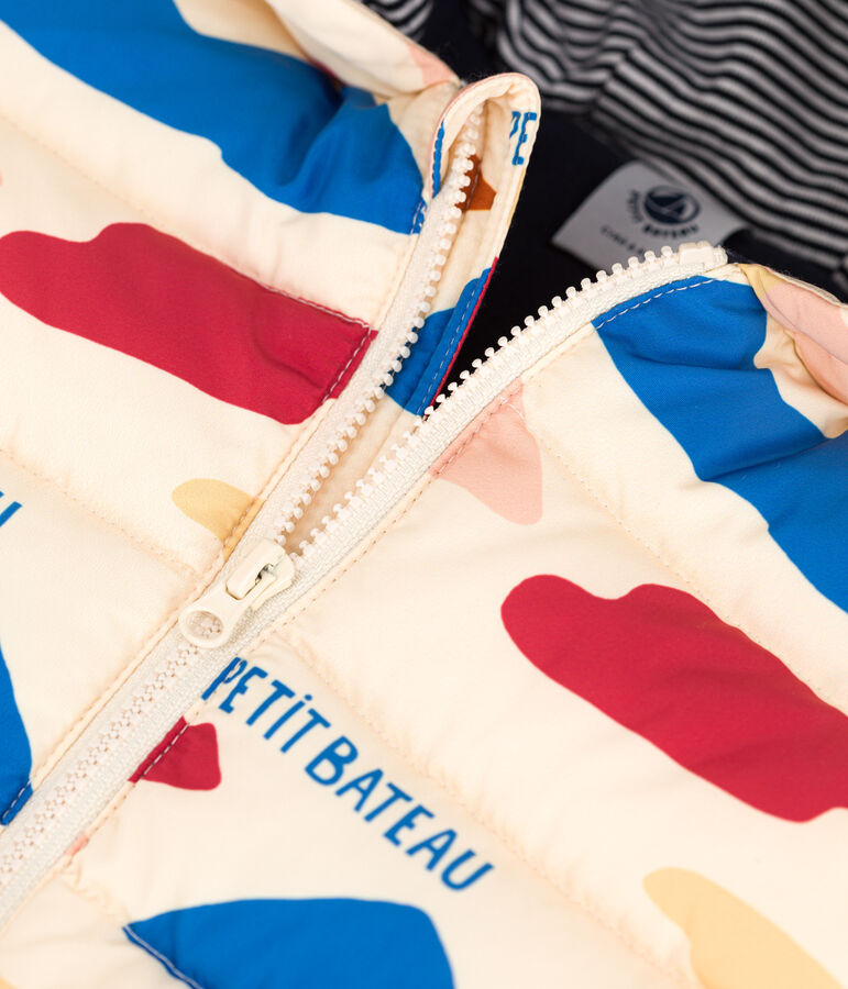 Chaqueta acolchada reciclada estampada para beb&eacute; blanco AVALANCHE/ MULTICO