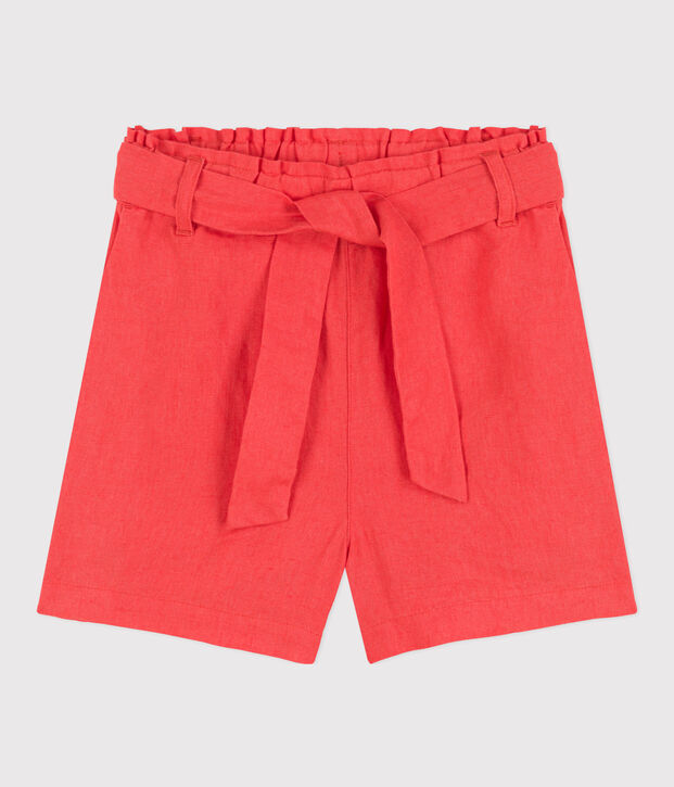 Shorts de lino para ni&ntilde;a naranja