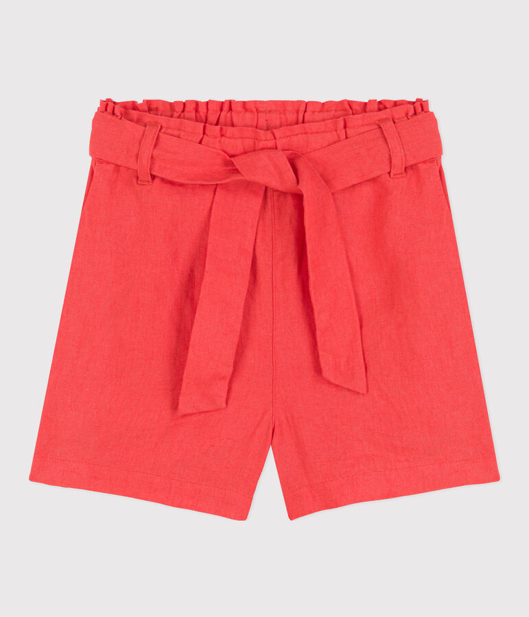 Shorts de lino para ni&ntilde;a naranja