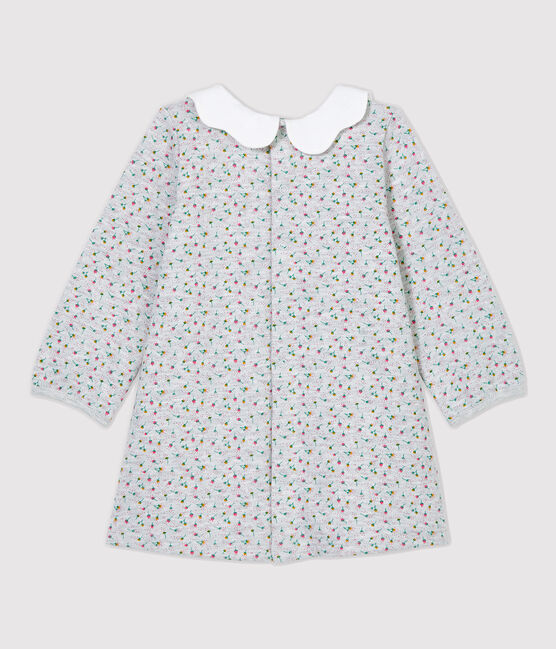 Vestido de muletón de bebé. gris BELUGA/blanco MULTICO
