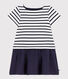 Vestido de manga corta de punto grueso y gasa de algodón para niña