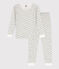 Pijama de algodón ajustado para niña blanco MARSHMALLOW/blanco MULTICO