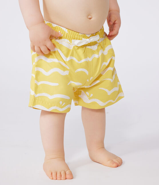 Bañador con estampado de tiburón para bebé amarillo ORGE/blanco MARSHMALLOW