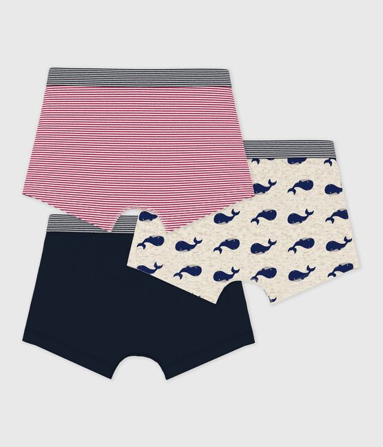 Juego de 3 bóxeres infantiles de algodón con estampado de ballenas variante 1