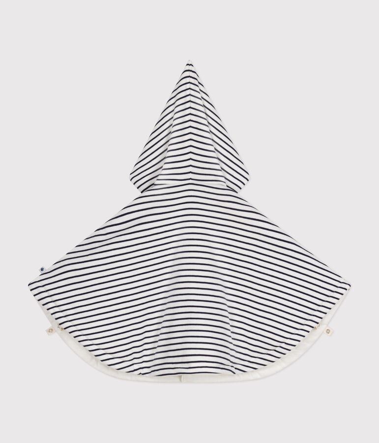 Capa con capucha a rayas de algod&oacute;n para beb&eacute;. blanco/azul