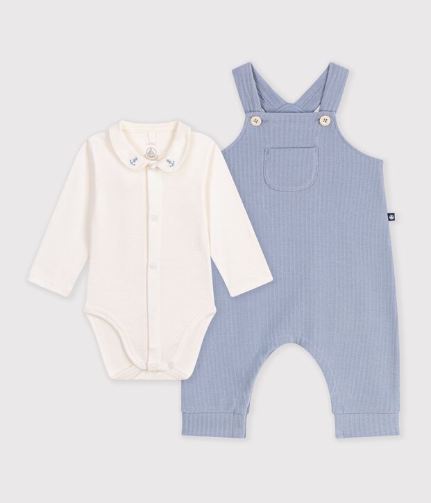 Conjunto de peto y body de algod&oacute;n con cuello liso para beb&eacute; POLAIRE