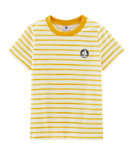 Camiseta de manga corta para niño beige COQUILLE+BOUDOR