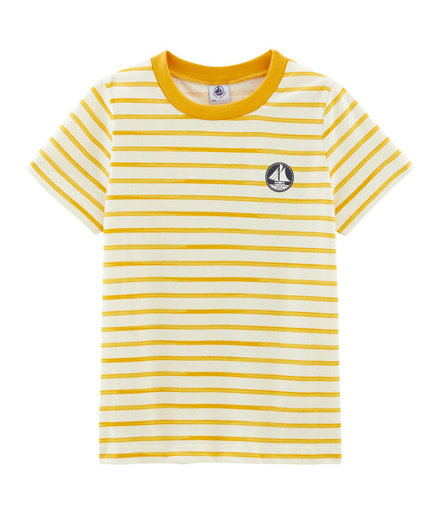 Camiseta de manga corta para ni&ntilde;o blanco/amarillo