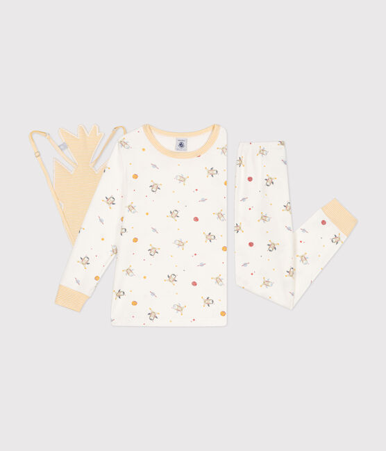 Pijama disfraz infantil de algodón con estampado espacial blanco MARSHMALLOW/blanco MULTICO