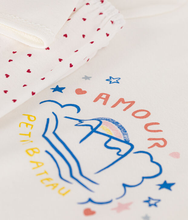 Pijama infantil de algod&oacute;n blanco/multicolor