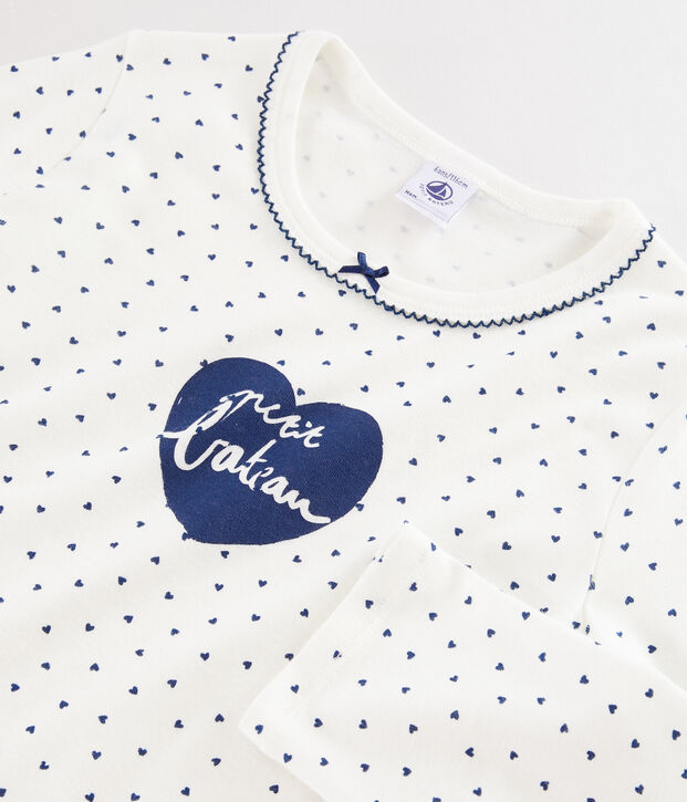 Camis&oacute;n de con mini corazones de ni&ntilde;a de punto blanco/azul